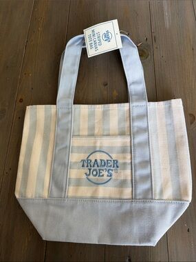 Trader Joes Striped Mini Canvas Tote Bag